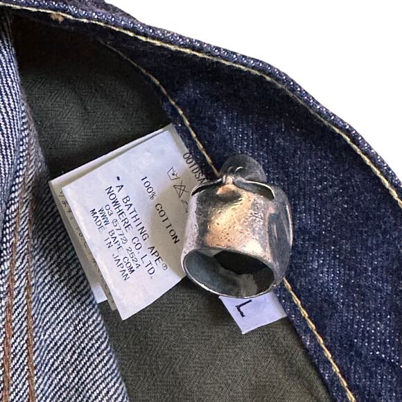 L 34 Waist Bape Jean Shorts Wrangler Champion Logo Embroidered - Picture 5 of 5